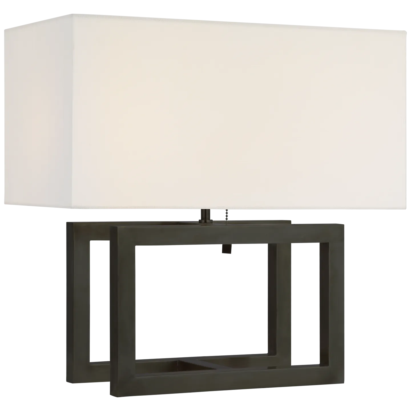 Galerie Medium Table Lamp in Bronze with Linen Shade
