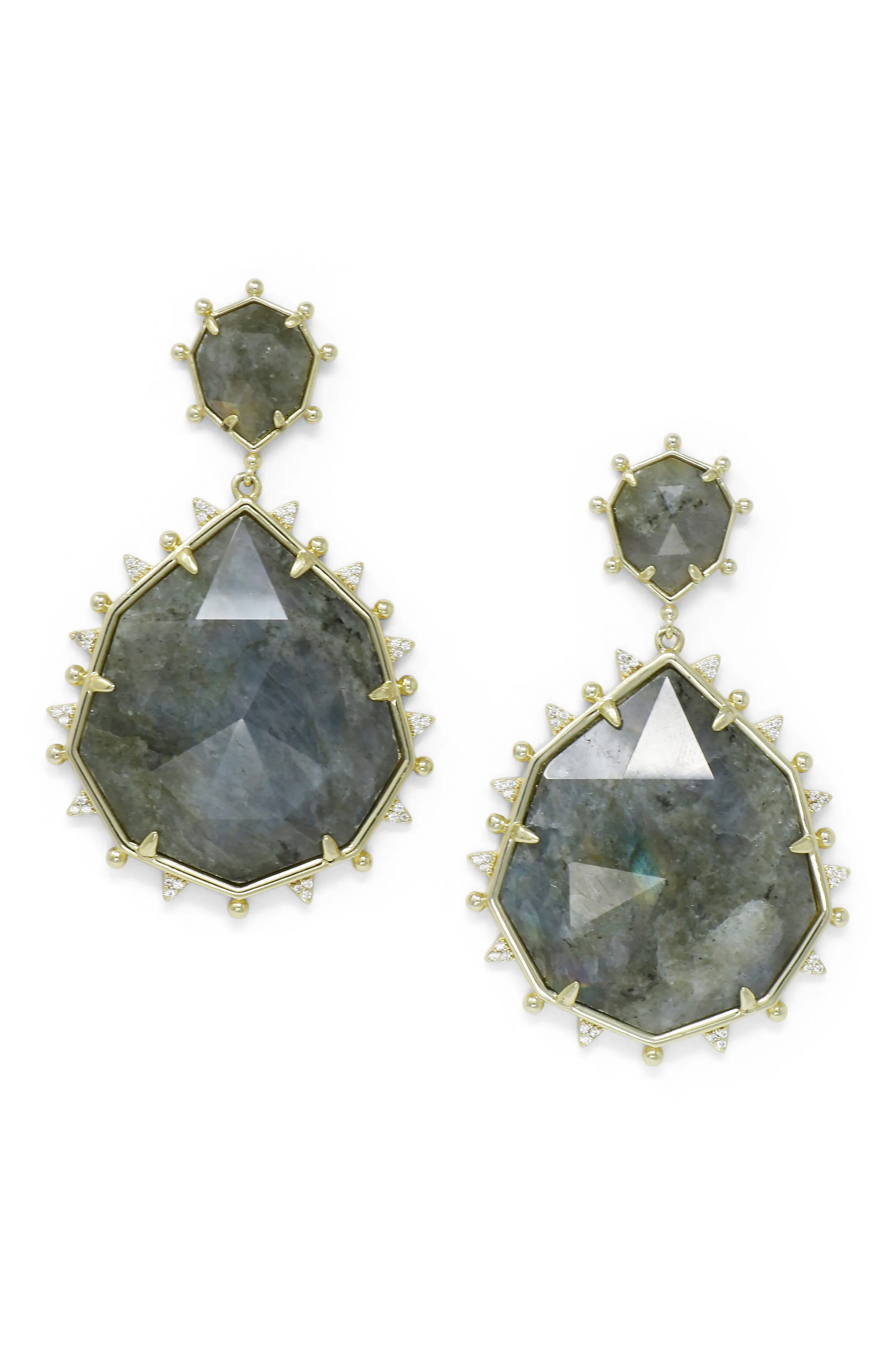 Geo Labradorite Statement Earrings