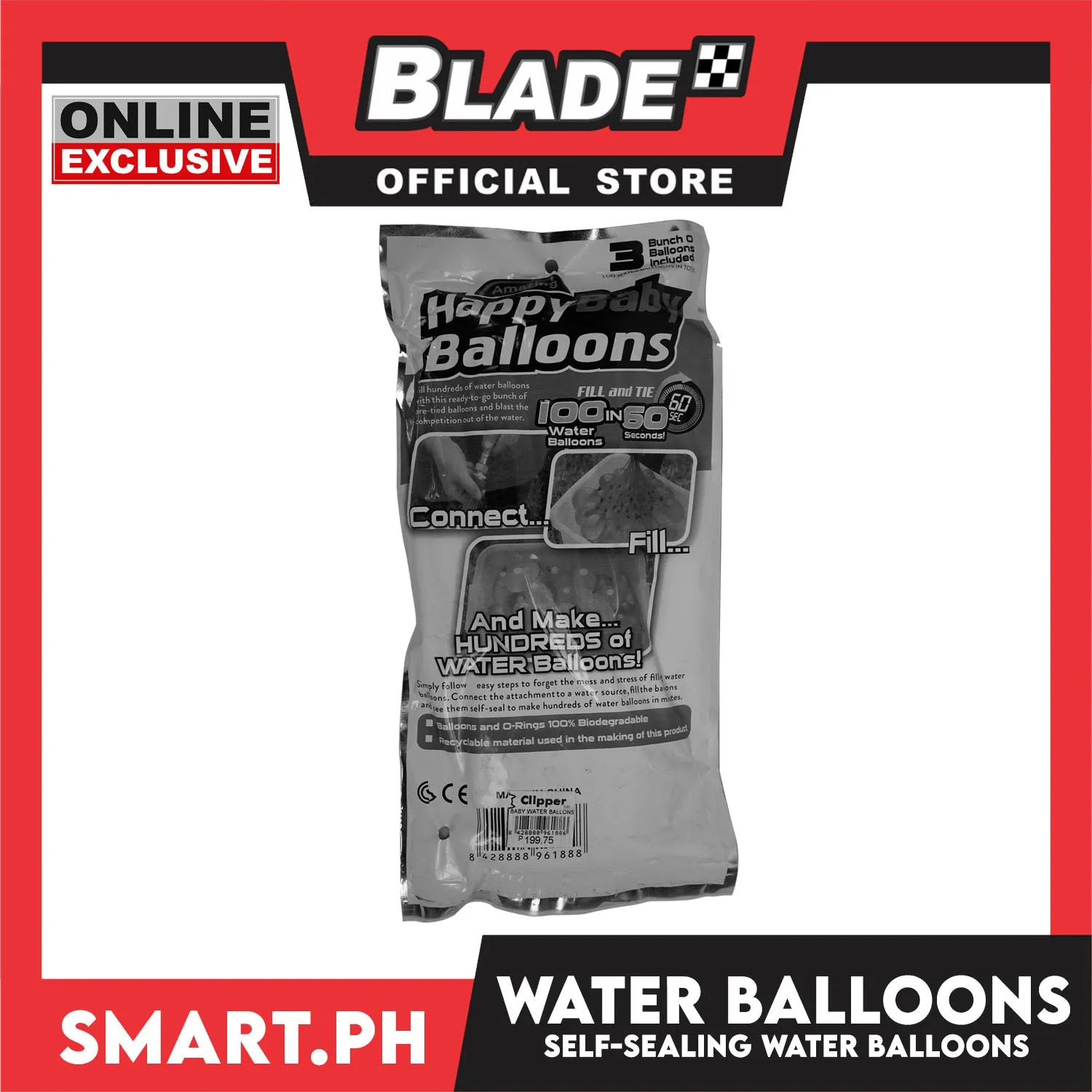 Gifts Happy Baby Balloons Fill and Tie 100 Water Balloons in 60 Seconds (Assorted Designs and Colors)