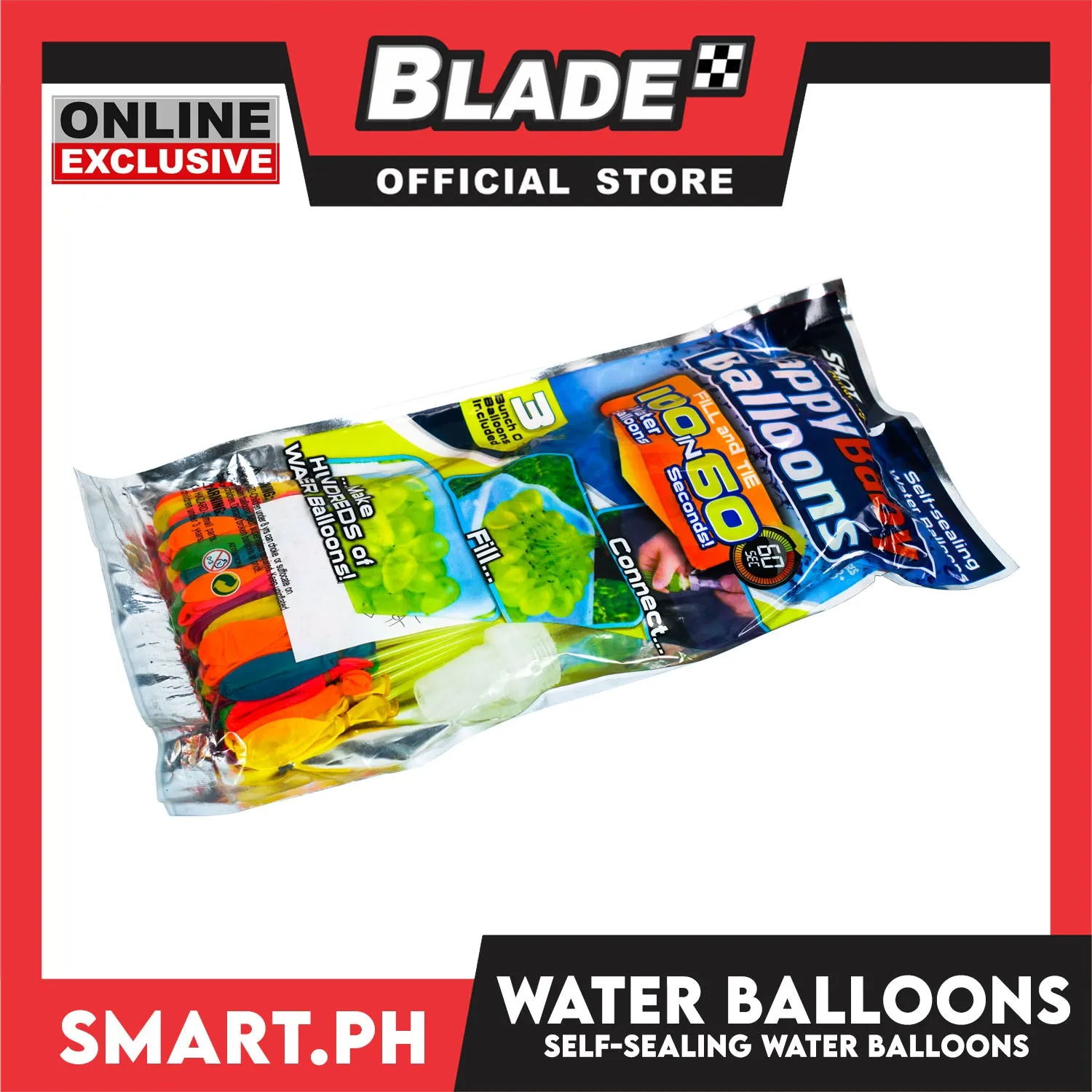 Gifts Happy Baby Balloons Fill and Tie 100 Water Balloons in 60 Seconds (Assorted Designs and Colors)