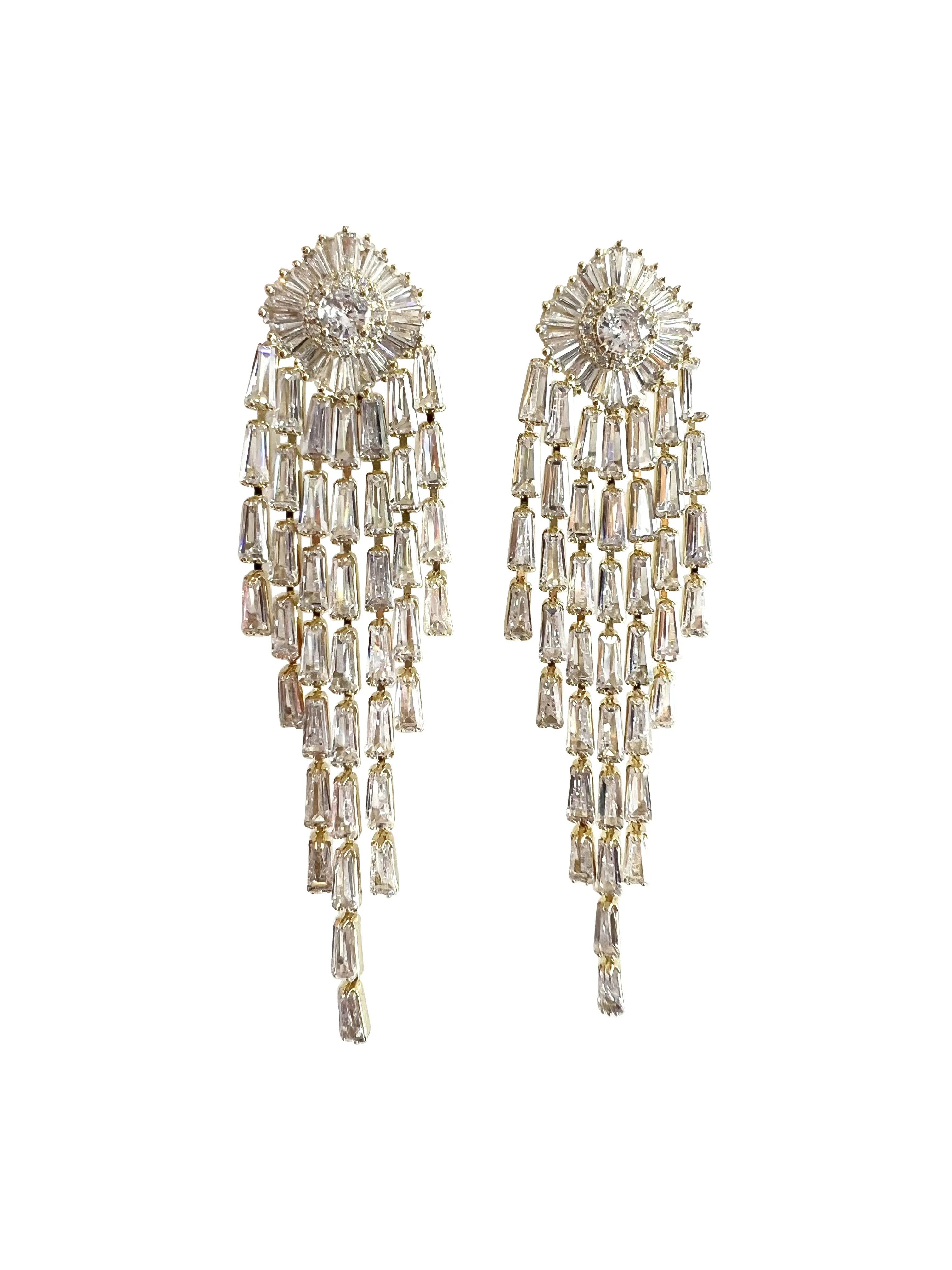 Glam Statement Earrings - Gold