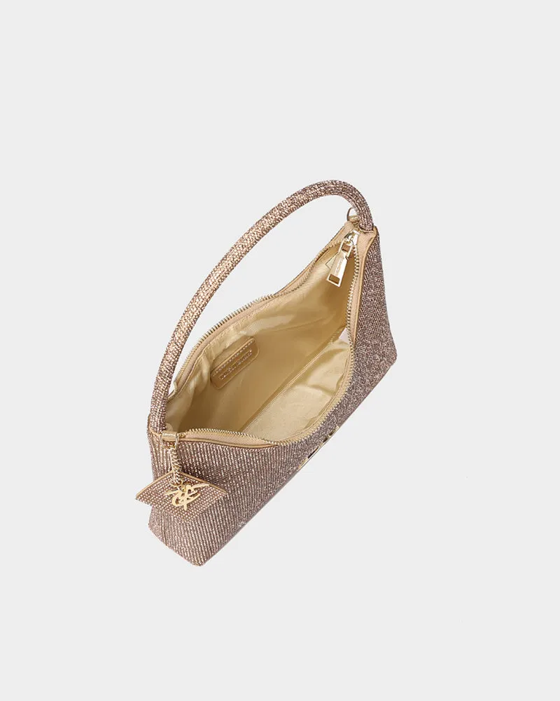 Glitter Crescent Purse in Gold
