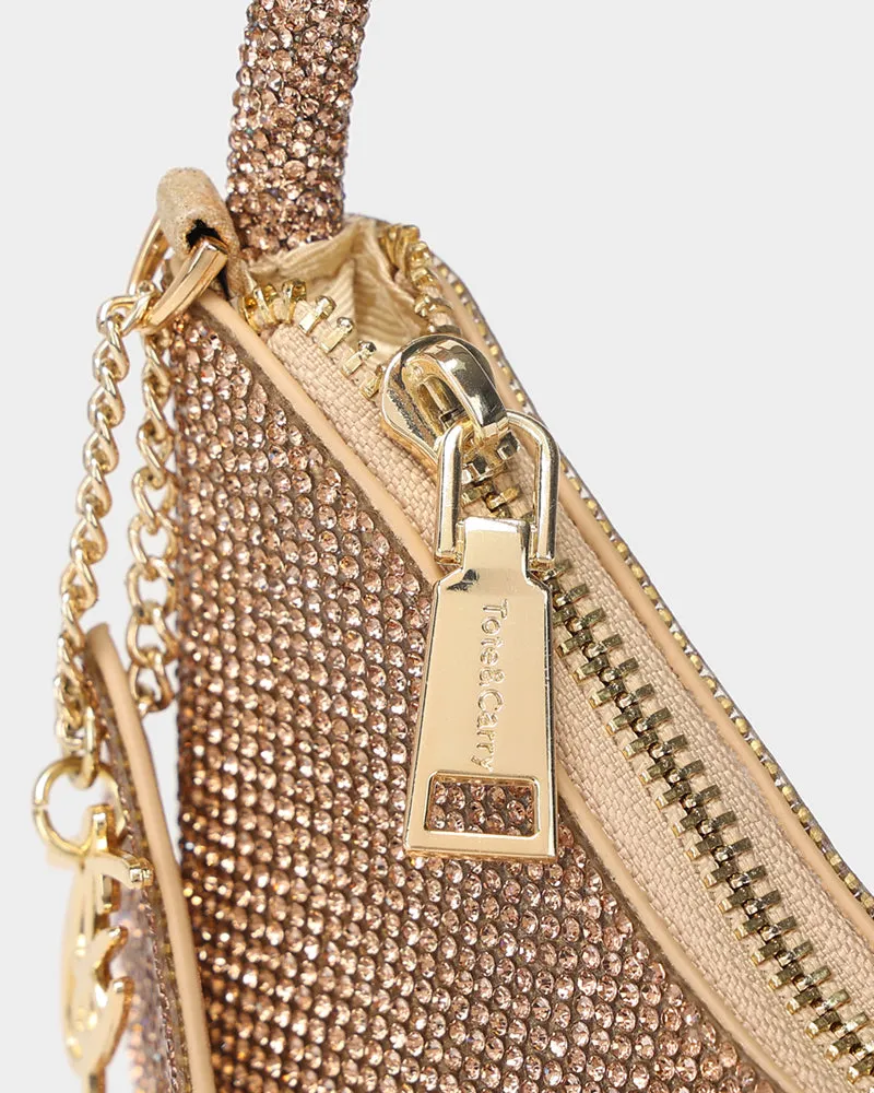 Glitter Crescent Purse in Gold