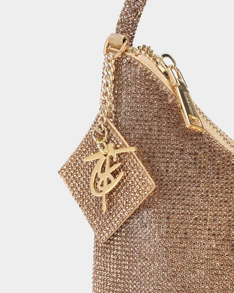 Glitter Crescent Purse in Gold