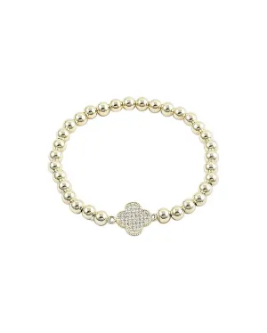 Gold Ball Bracelet - Clover