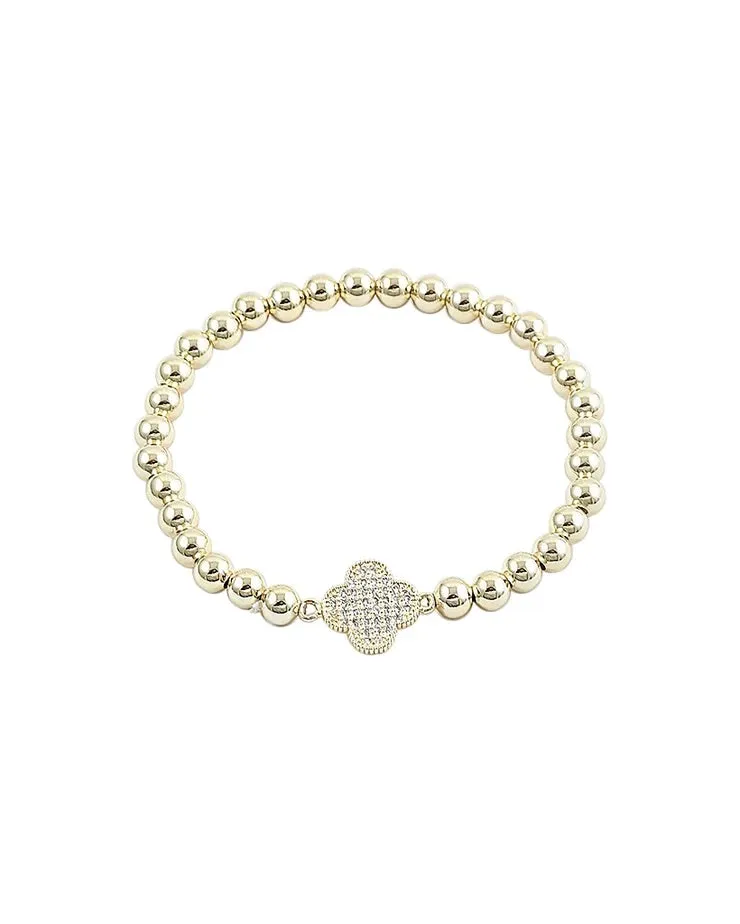 Gold Ball Bracelet - Clover