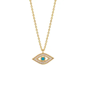 Gold crystal evil eye turquoise stone pendant necklace#HNN90858G(LE17)