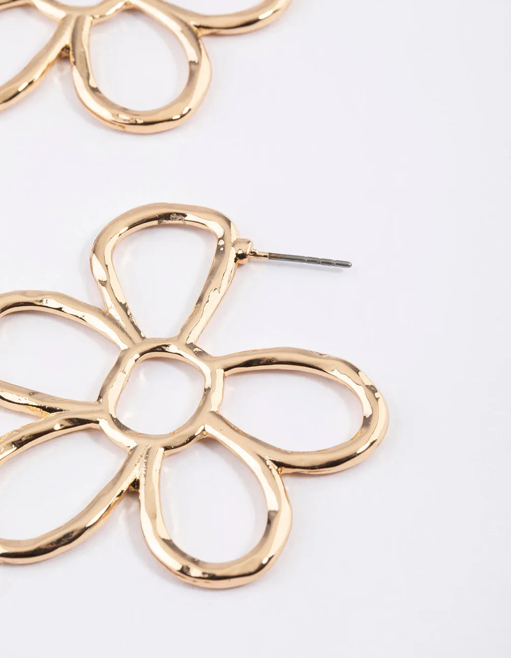 Gold Statement Flower Hoop Earrings