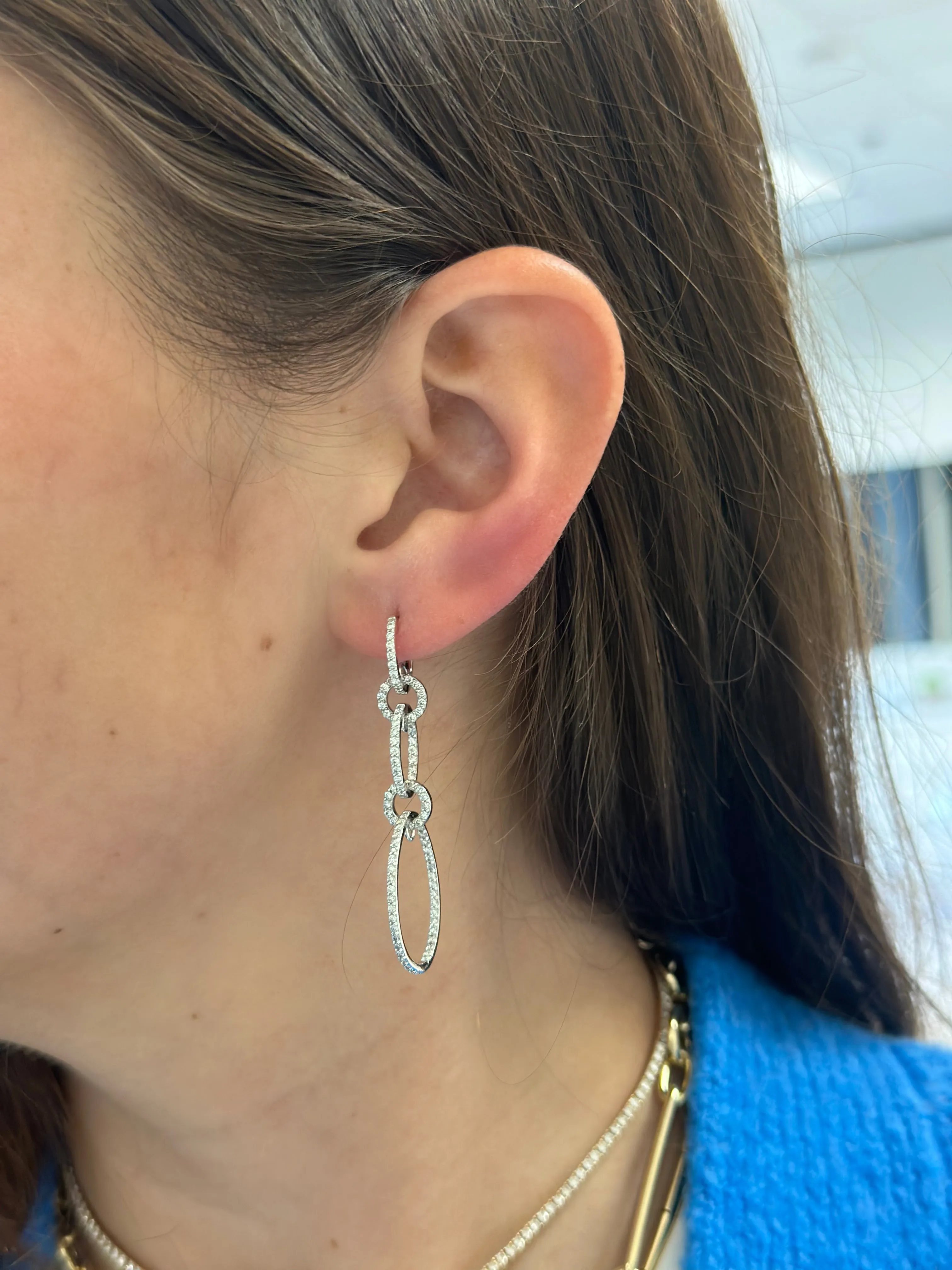Graduated Oval Link Dangle Earrings
