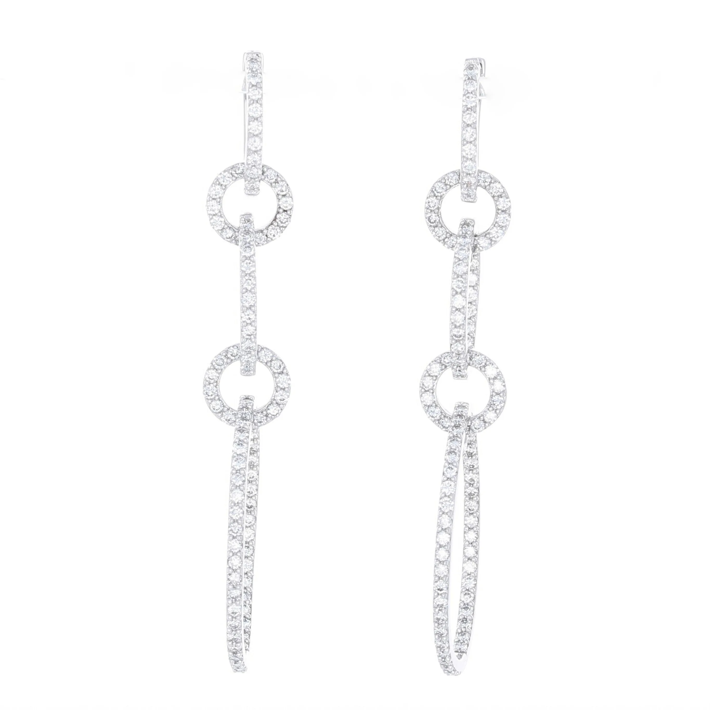 Graduated Oval Link Dangle Earrings