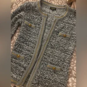 Grey Knit Sequin Knit Cardigan