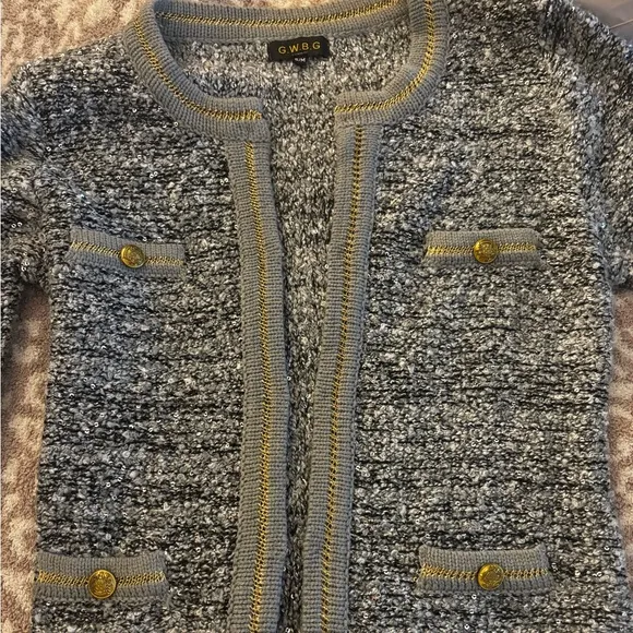 Grey Knit Sequin Knit Cardigan