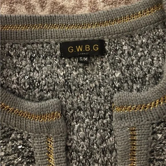 Grey Knit Sequin Knit Cardigan