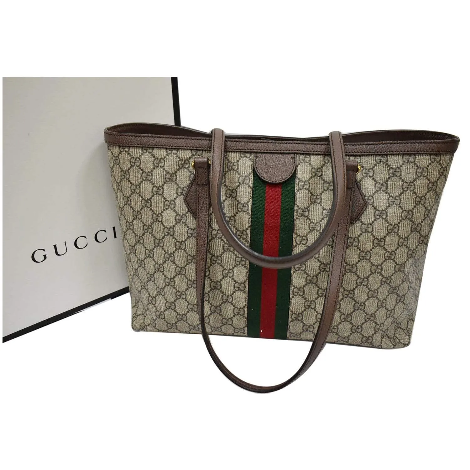 GUCCI Ophidia Medium GG Supreme Canvas Tote Bag Beige 631685