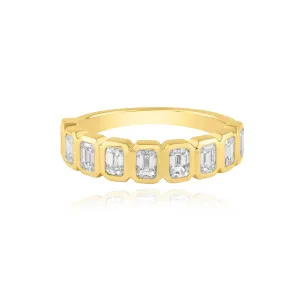 Half Eternity Bezel Emerald Cut Ring