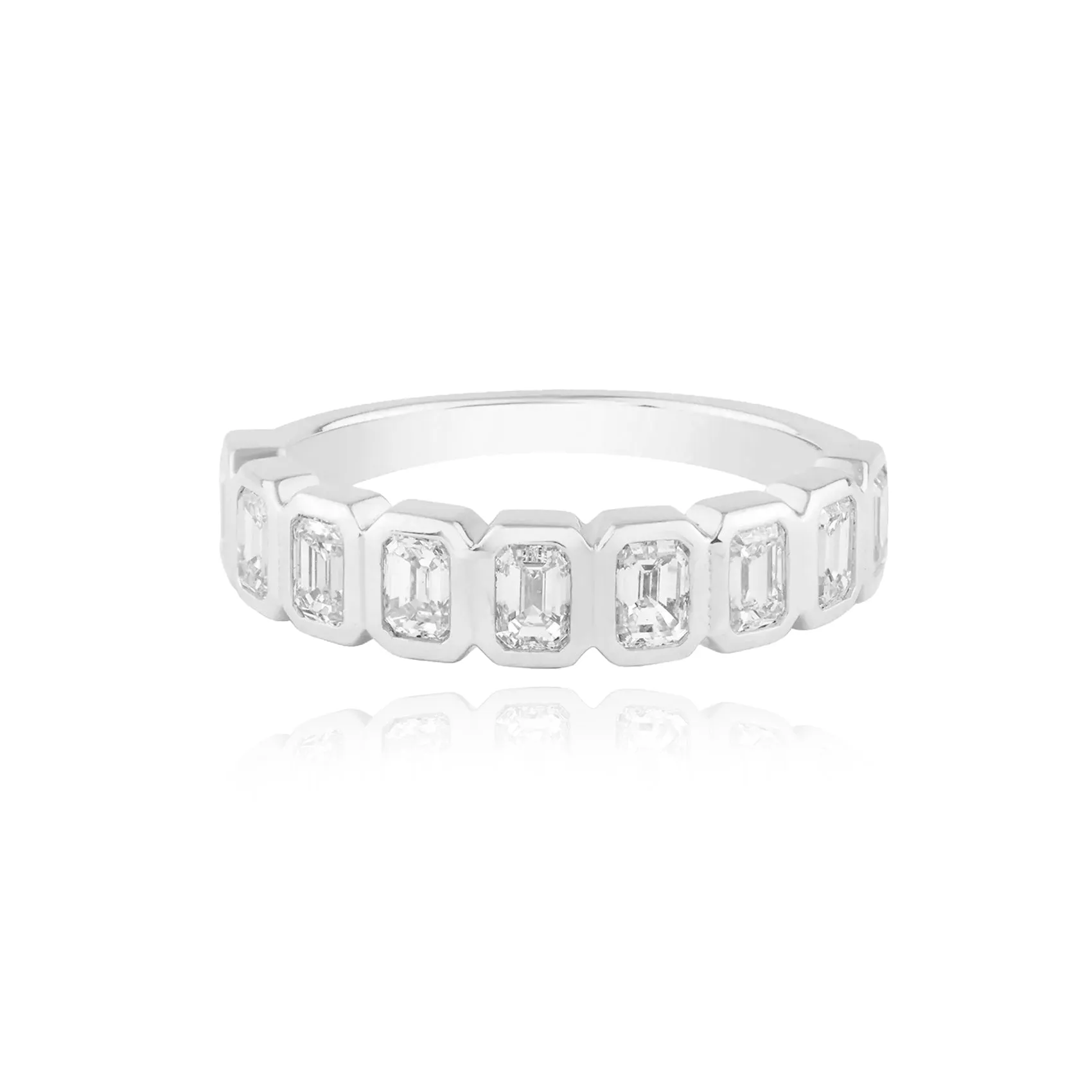 Half Eternity Bezel Emerald Cut Ring