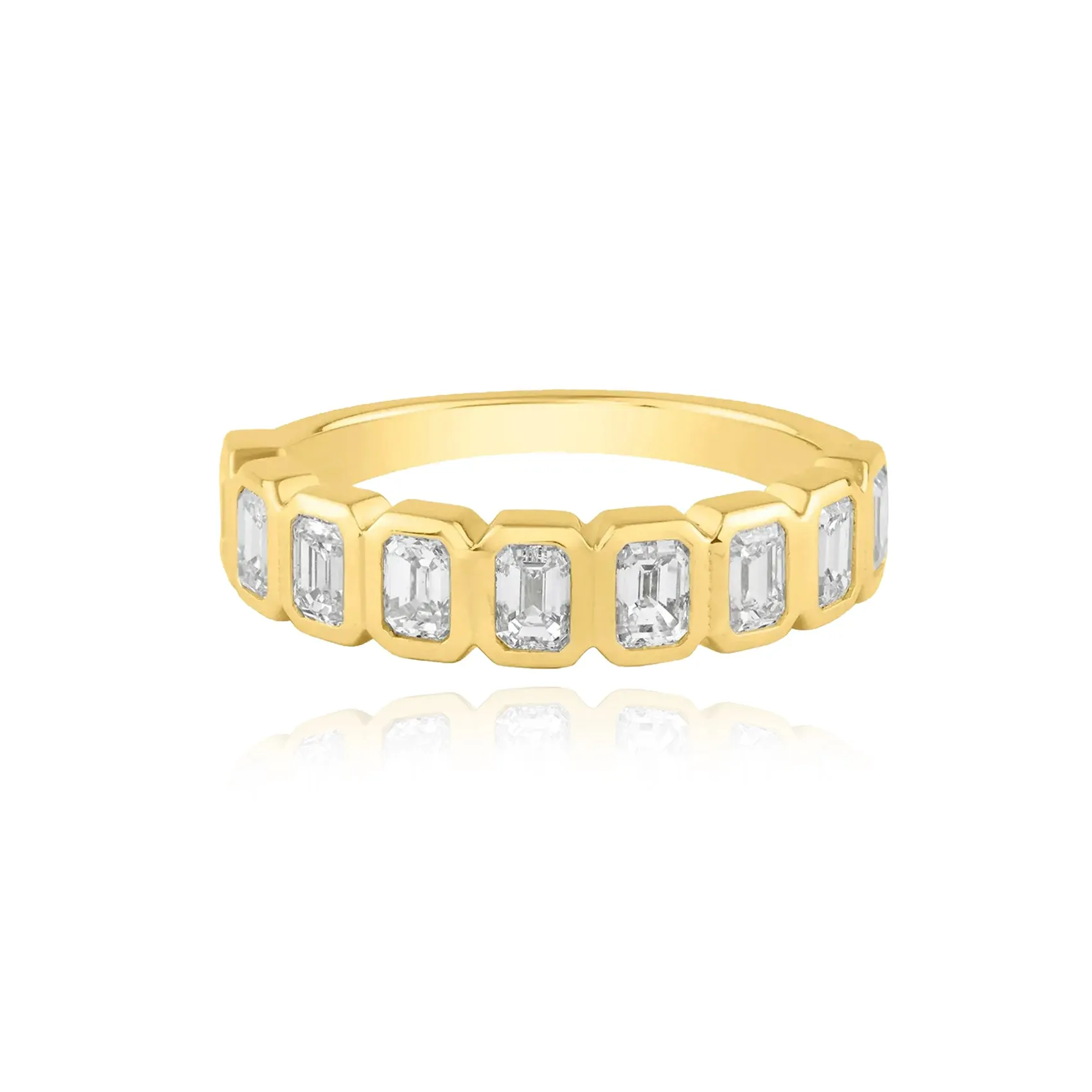 Half Eternity Bezel Emerald Cut Ring