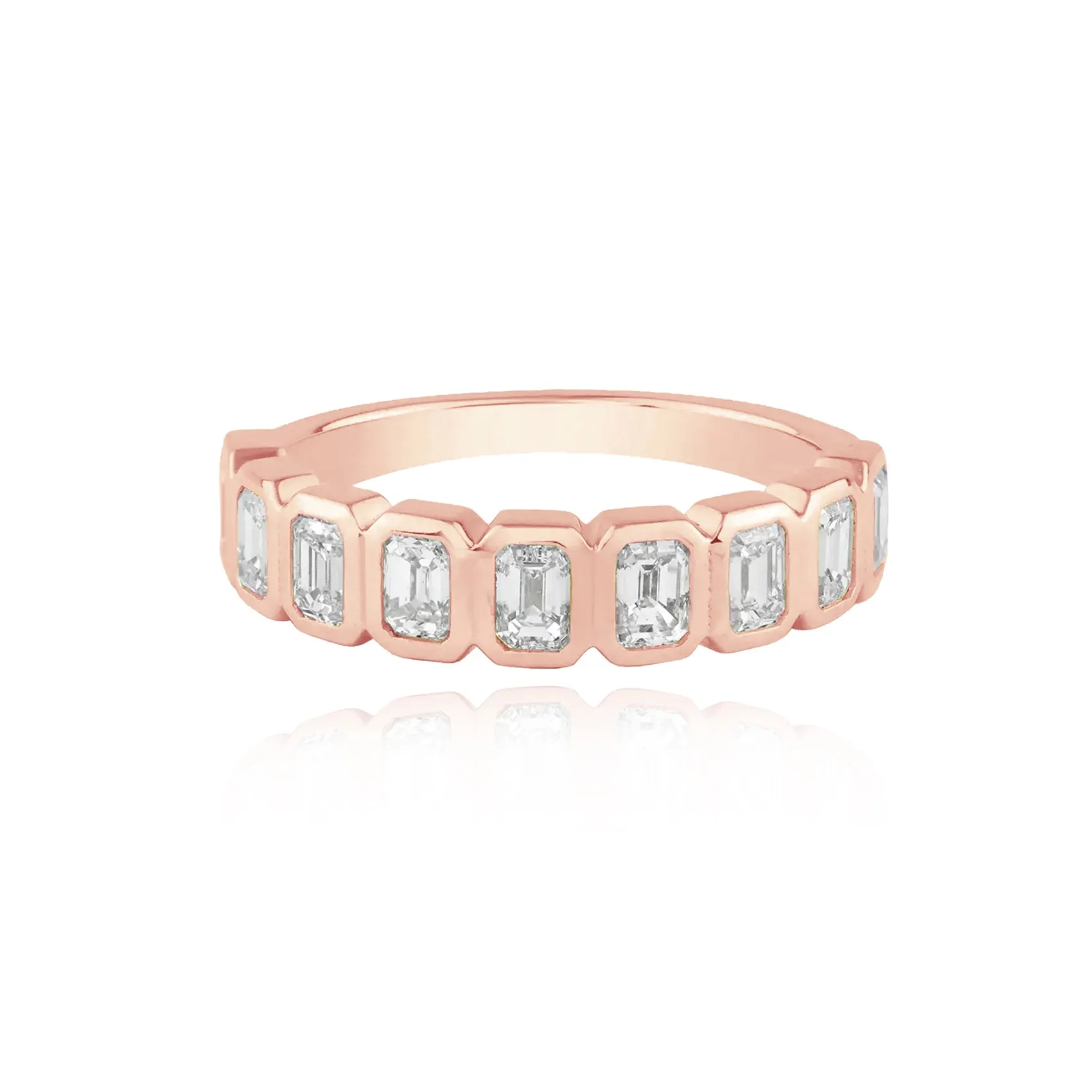 Half Eternity Bezel Emerald Cut Ring
