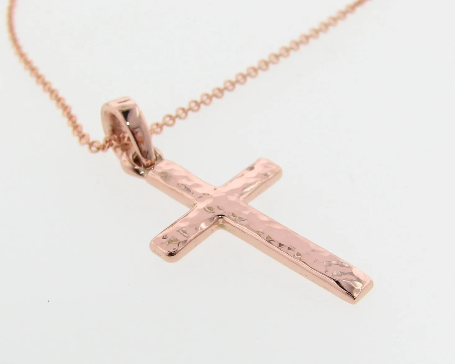 Hammered Cross Pendant, Rose Gold