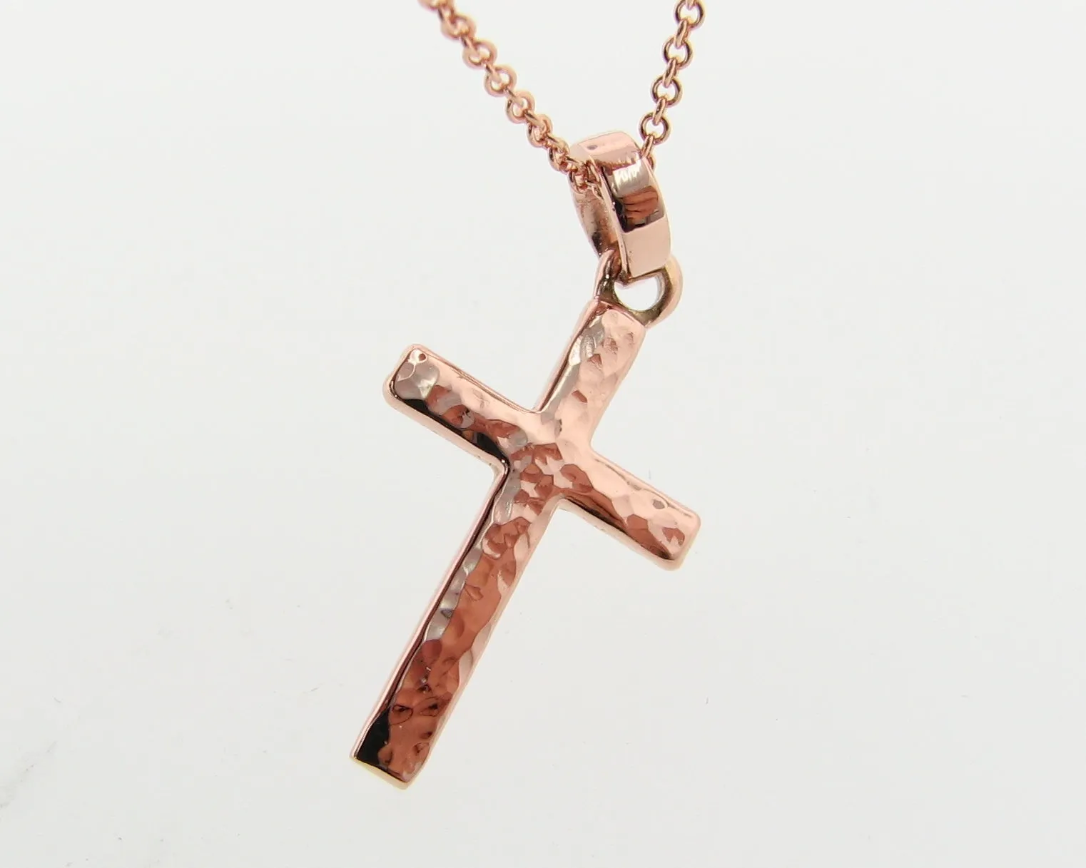 Hammered Cross Pendant, Rose Gold