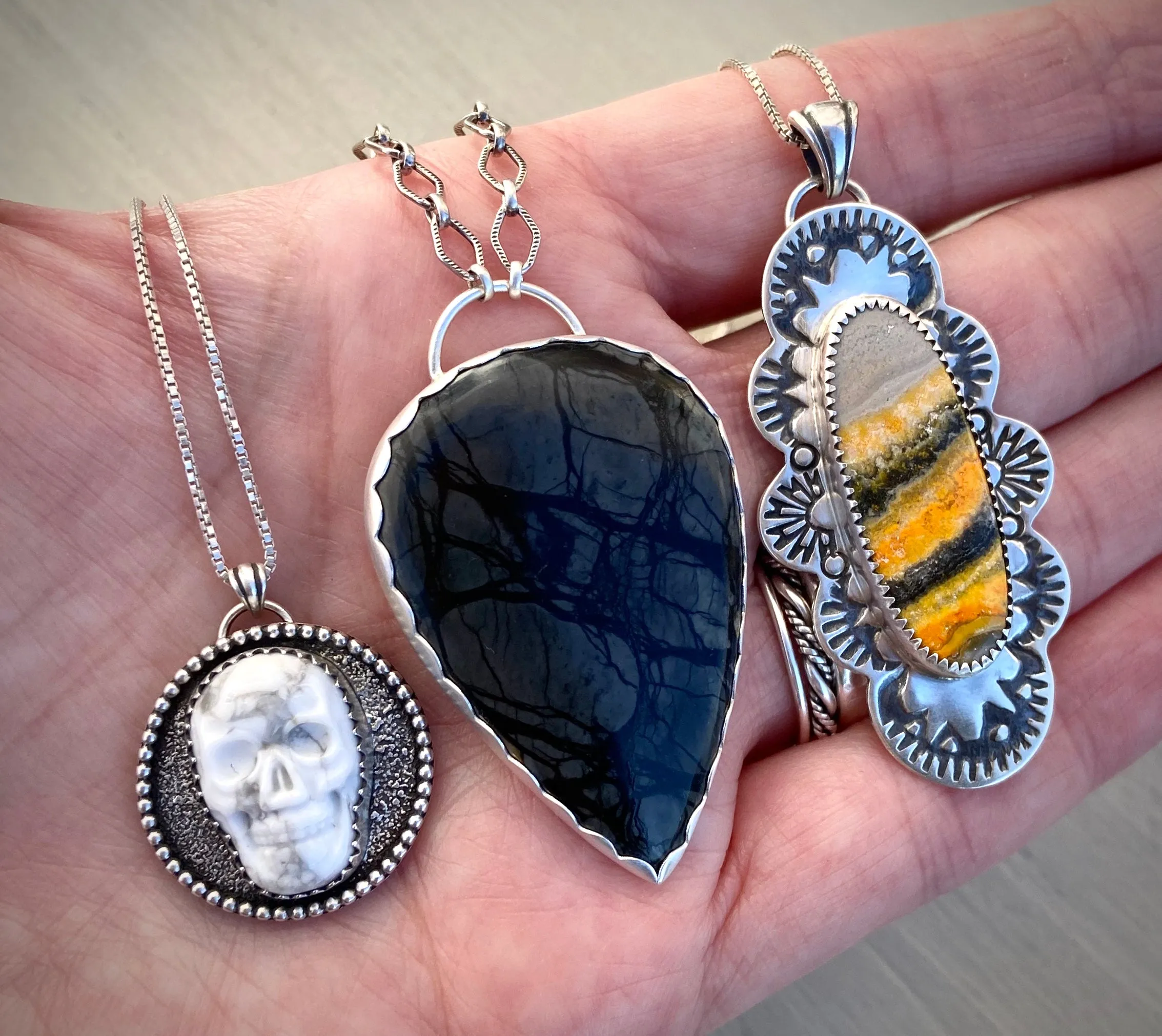 Hand Stamped Bumblebee Jasper