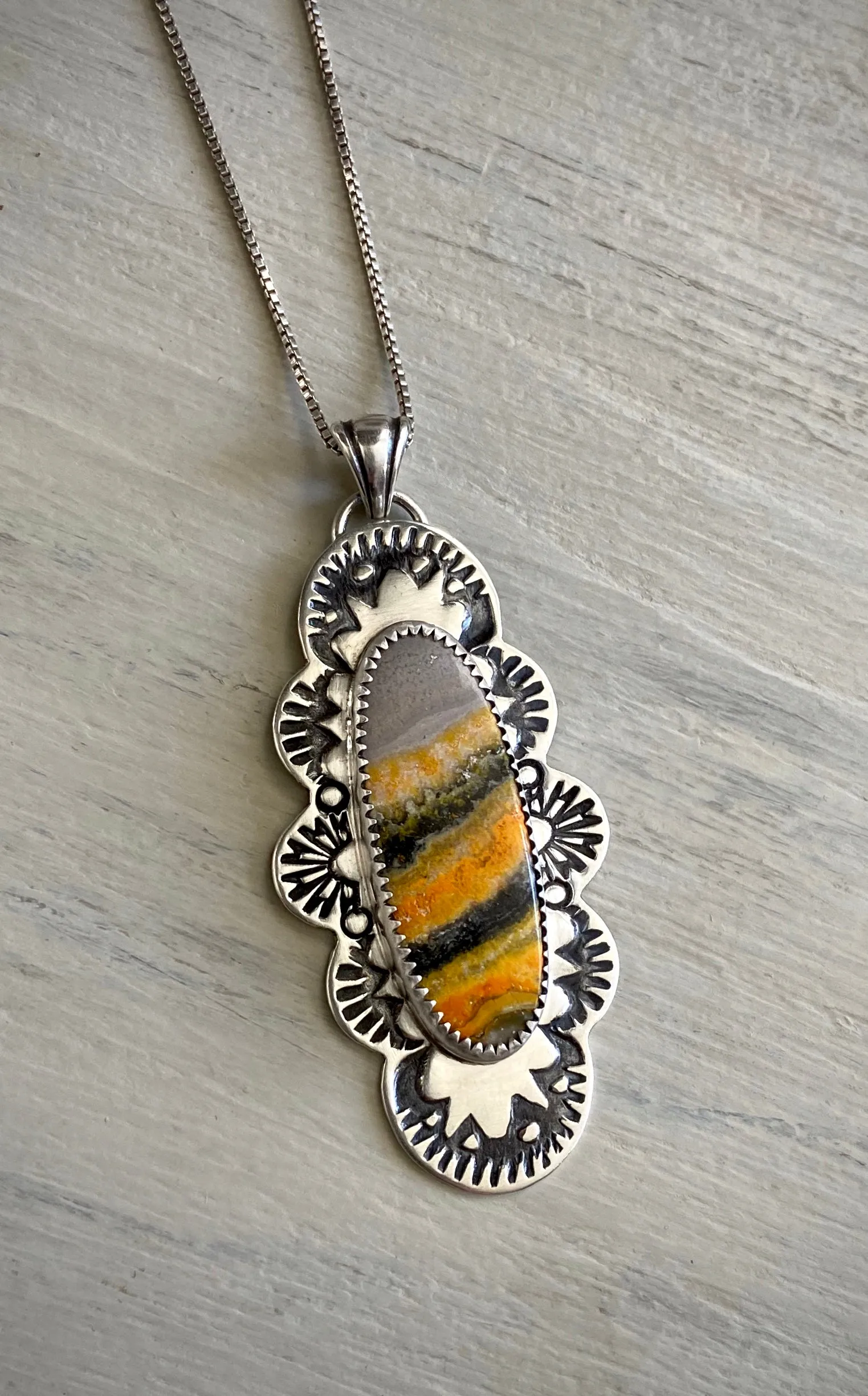 Hand Stamped Bumblebee Jasper