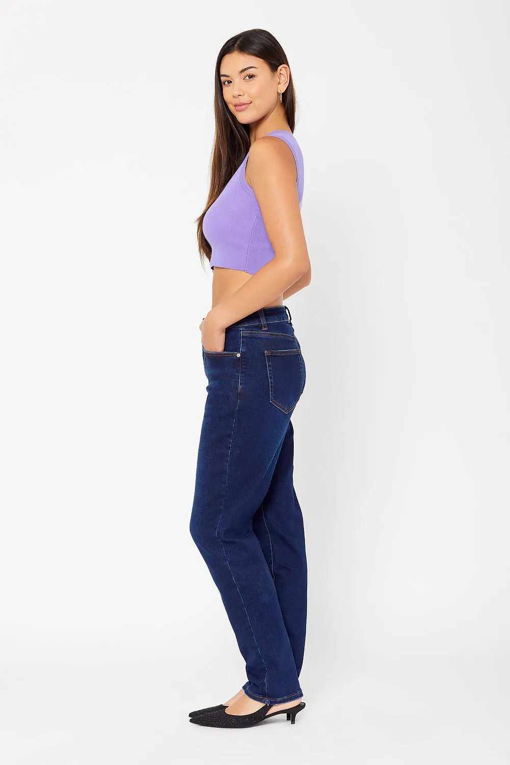 High-rise dad fit denim