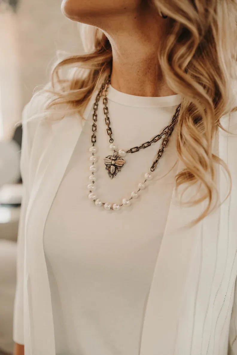 Honfleur Chain with Miel Pendant and Pearl