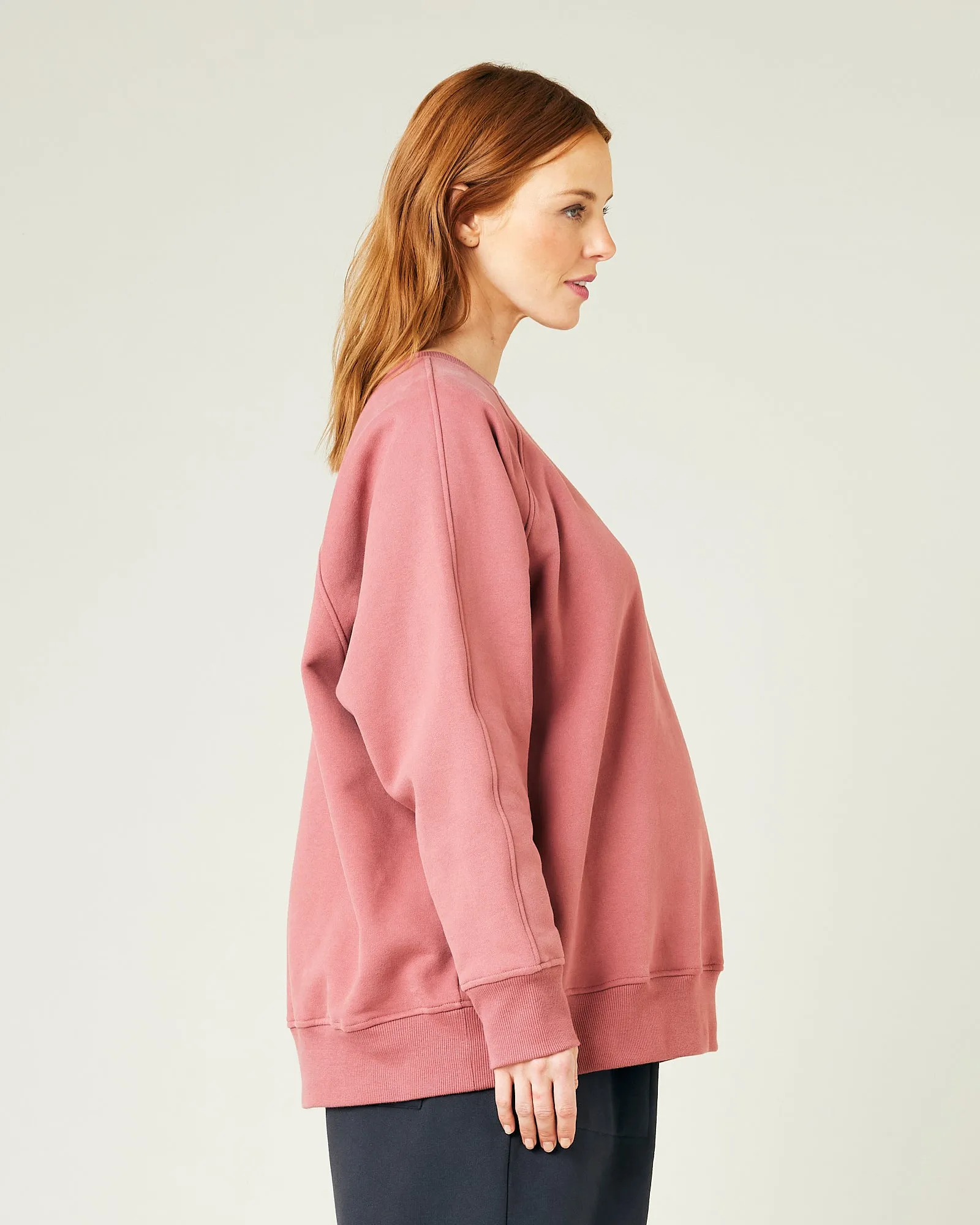 Hugh Dusty Pink Fleece Jersey Jumper 2.0