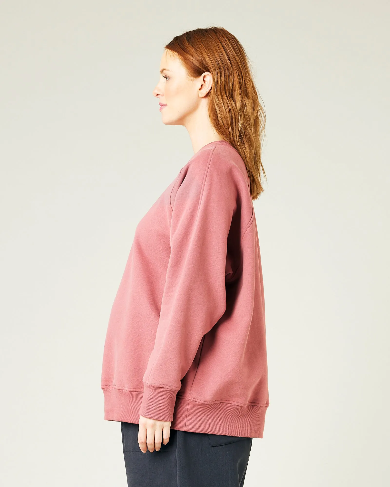 Hugh Dusty Pink Fleece Jersey Jumper 2.0