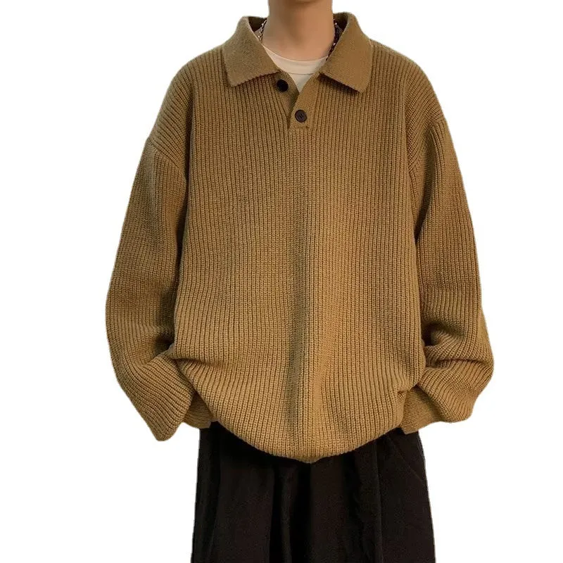 INSTOCK-Japanese lazy style Polo collar sweater