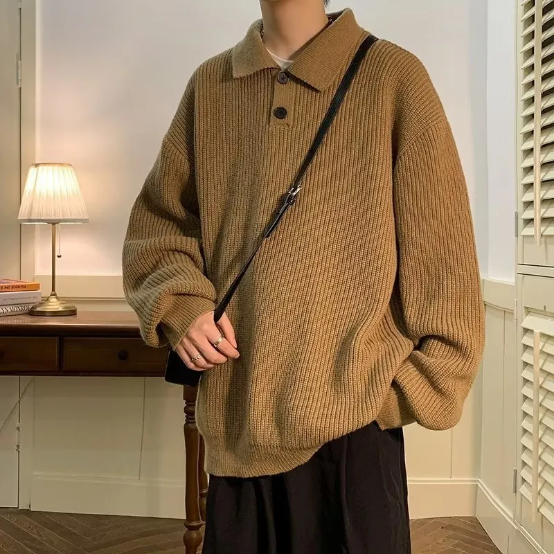 INSTOCK-Japanese lazy style Polo collar sweater