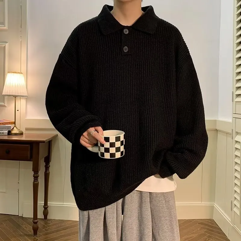 INSTOCK-Japanese lazy style Polo collar sweater