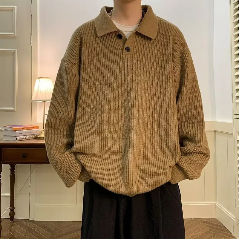 INSTOCK-Japanese lazy style Polo collar sweater