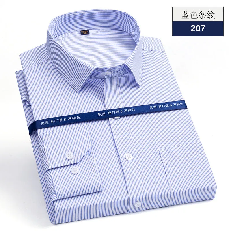 INSTOCK-Men's business striped non-iron long-sleeved shirt