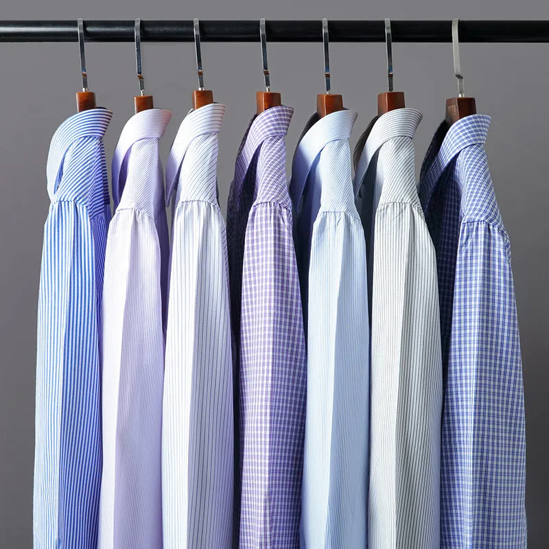 INSTOCK-Men's business striped non-iron long-sleeved shirt