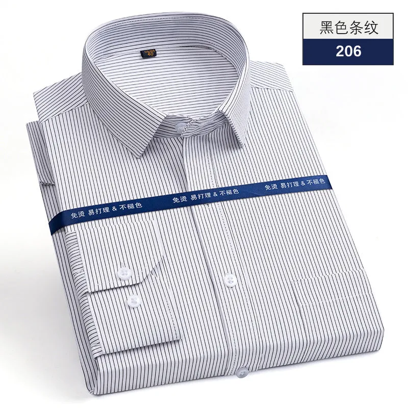 INSTOCK-Men's business striped non-iron long-sleeved shirt