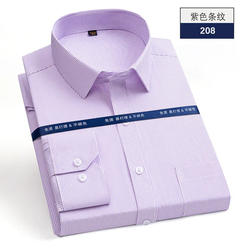 INSTOCK-Men's business striped non-iron long-sleeved shirt