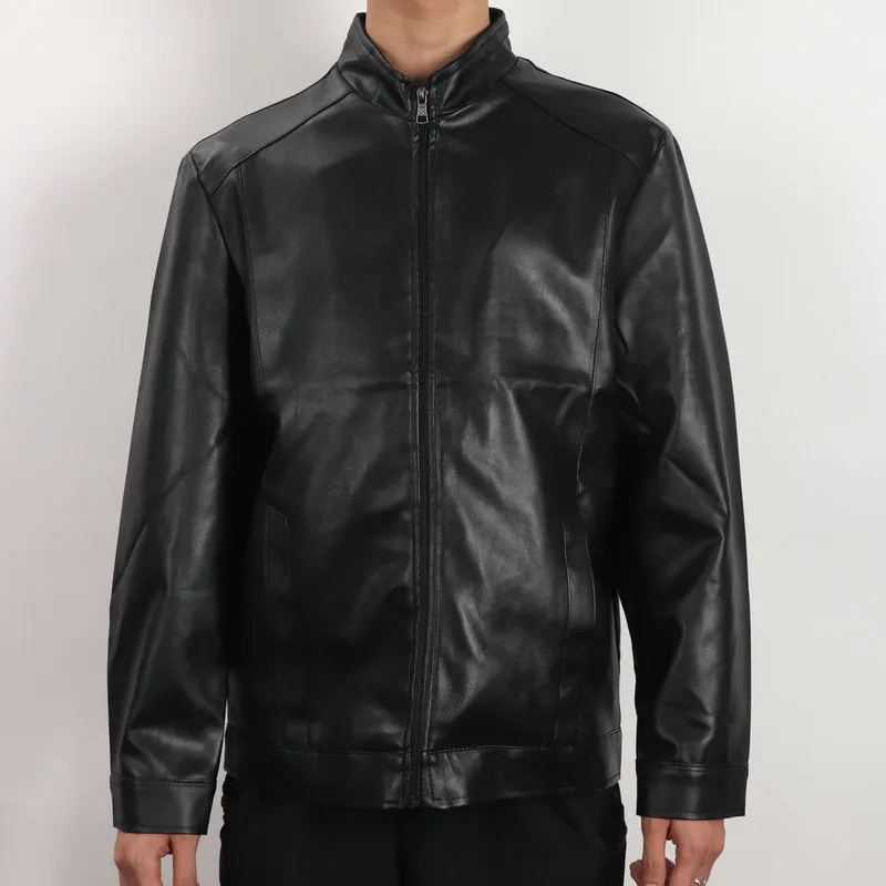 INSTOCK-Stand collar PU leather jacket
