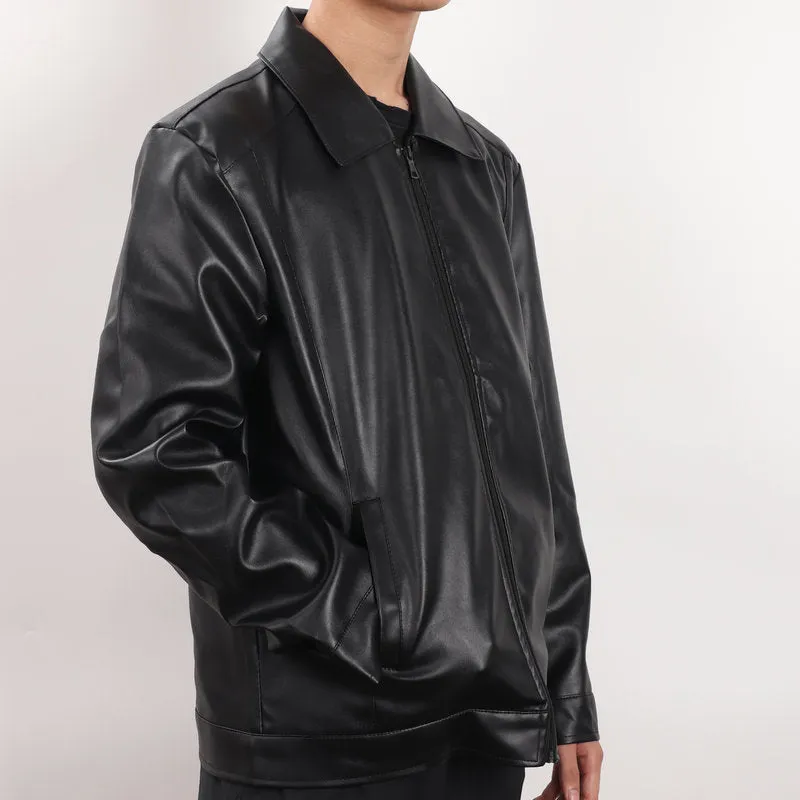 INSTOCK-Stand collar PU leather jacket