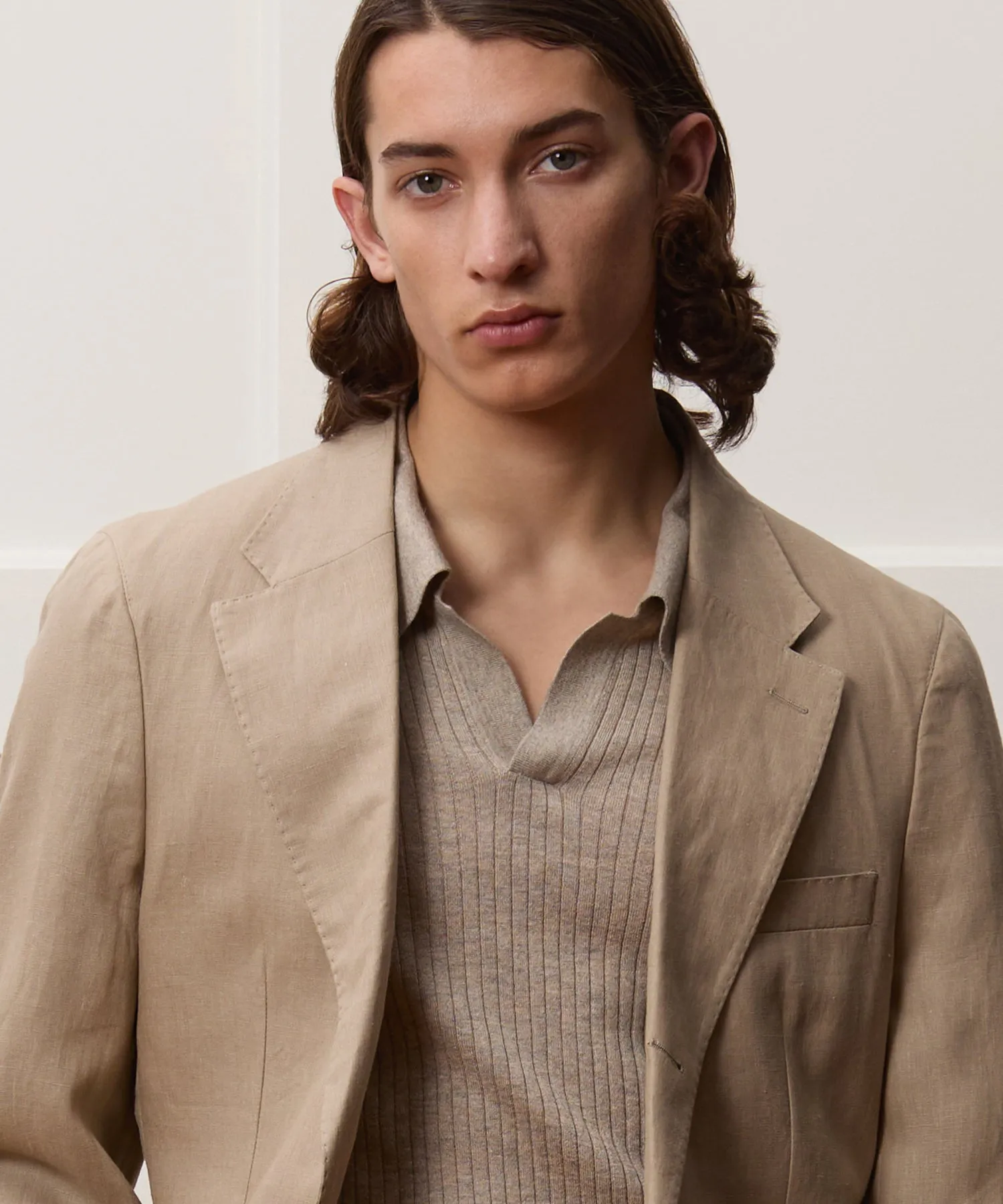 Italian Linen Wythe Suit in Beige