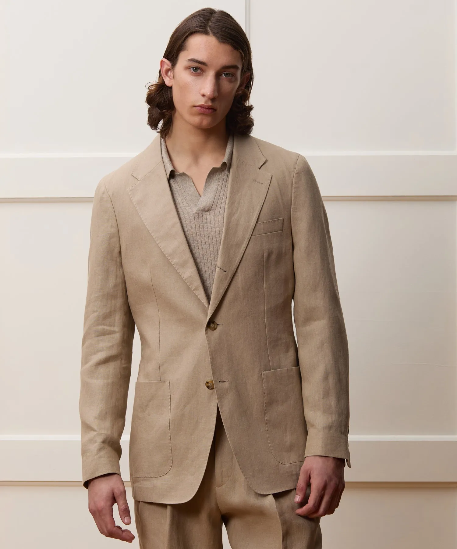 Italian Linen Wythe Suit in Beige