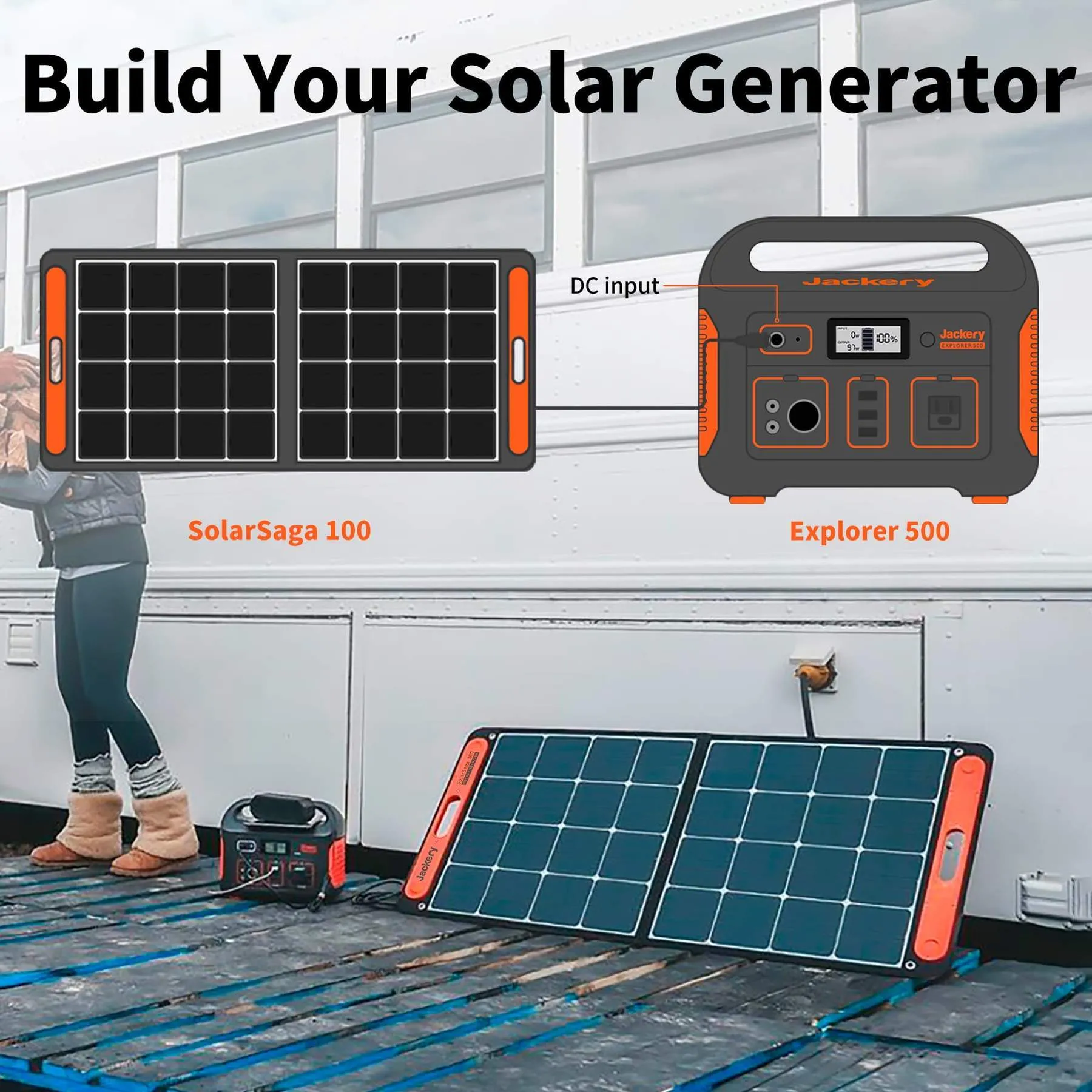 Jackery Solar Generator 500 Portable Power Kit (1*Explorer 500   1 * SolarSaga 100W)