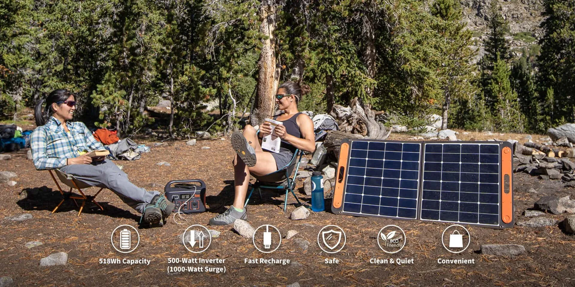 Jackery Solar Generator 500 Portable Power Kit (1*Explorer 500   1 * SolarSaga 100W)