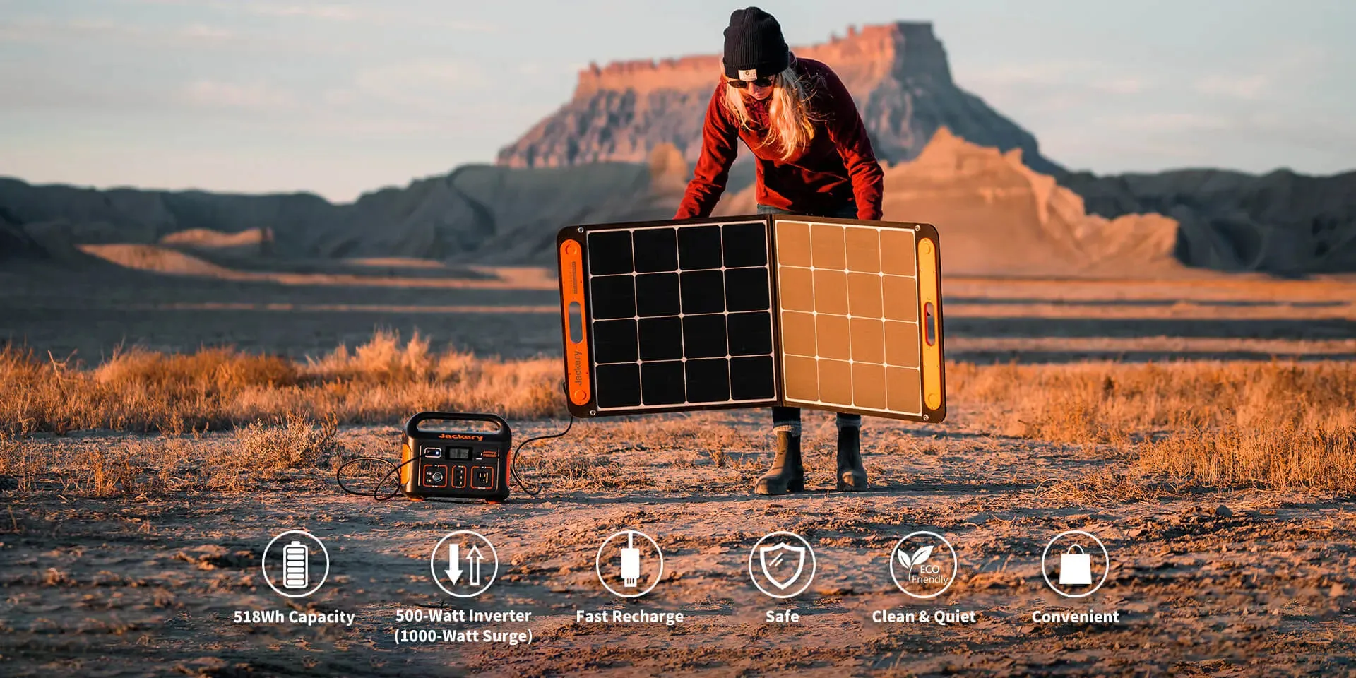 Jackery Solar Generator 500 Portable Power Kit (1*Explorer 500   1 * SolarSaga 100W)