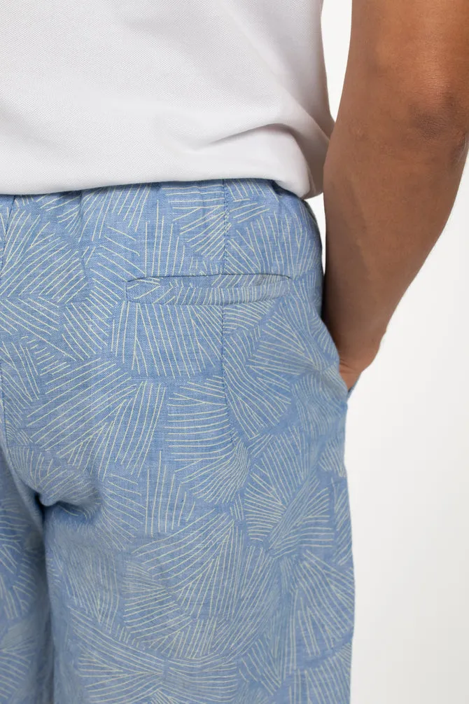 James Harper Relaxed Waist Short - Blue Lines