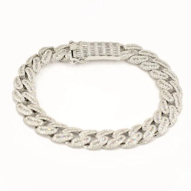 JDB1011 - Silver Baguette Cuban Bracelet