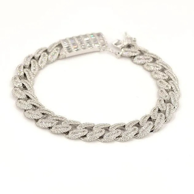 JDB1011 - Silver Baguette Cuban Bracelet