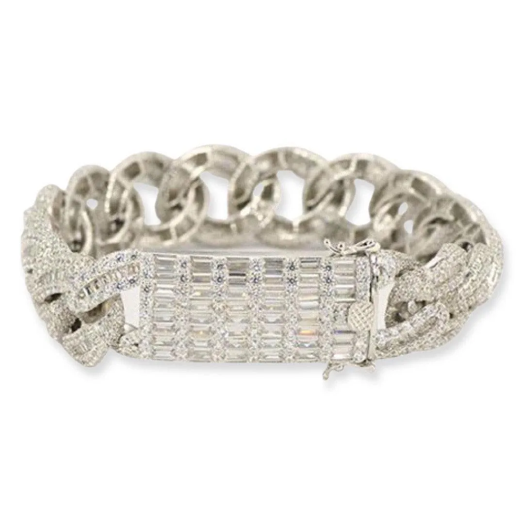 JDB1011 - Silver Baguette Cuban Bracelet