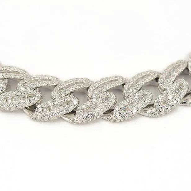 JDB1011 - Silver Baguette Cuban Bracelet